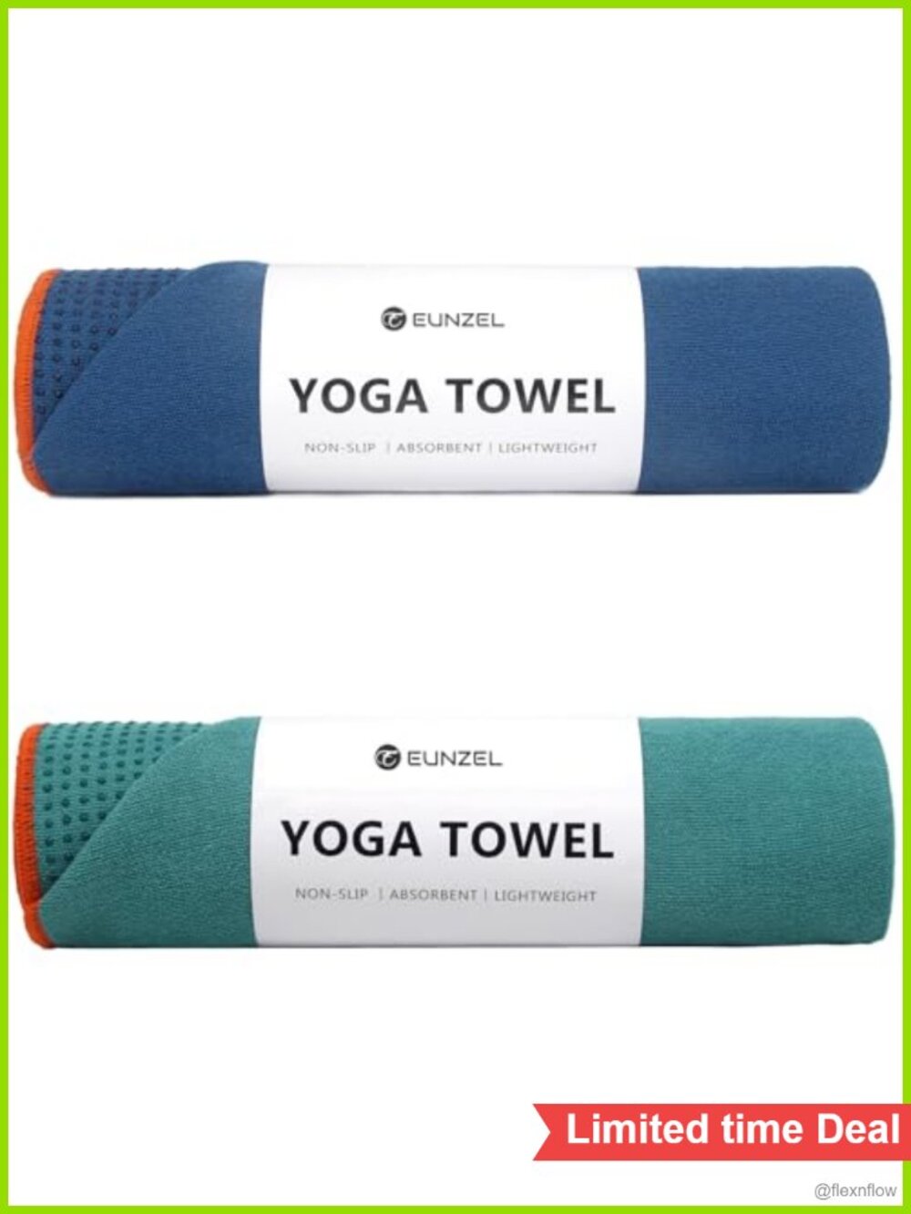 2 Pack Non Slip Yoga Towel with Grip Dots Sweat Absorbent Microfiber Hot Yoga
